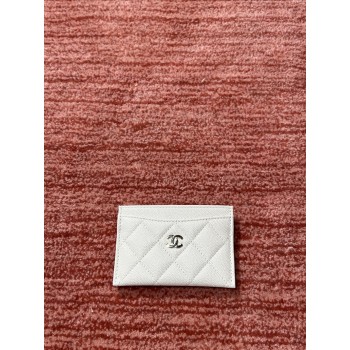 샤넬 클래식 카드홀더 AP0213 캐비어 카드지갑 화이트 실버