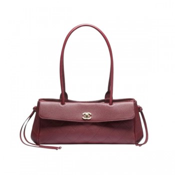 예약접수/샤넬 클래식 스몰 쇼핑 그레인드 카프스킨 토트백 버건디 골드메탈