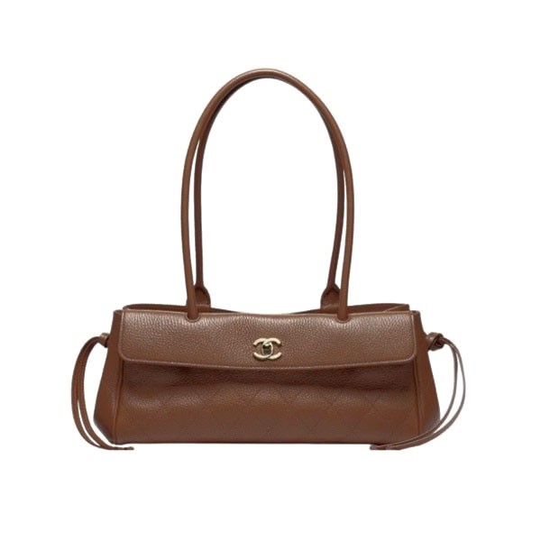 예약접수/샤넬 클래식 스몰 쇼핑 그레인드 카프스킨 토트백 브라운 골드메탈