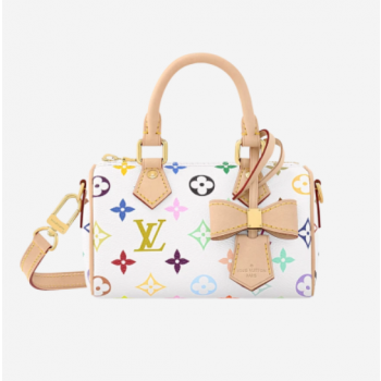 루이비통 M13391 무라카미 타카시 나노 스피디 멀티컬러 블랑 여성 핸드백 (황벽공장)