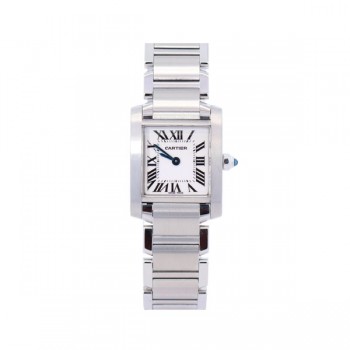 까르띠에 탱크 프랑세즈 스틸 스몰 시계 실버 WSTA0067 (k11)