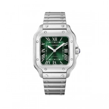 까르띠에 산토스 2018 미디움 35MM 스틸 그린다이얼 스마트링크브레이슬릿(BV)