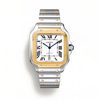 까르띠에 산토스 40MM 라지 옐로우골드콤비 스마트링크브레이슬릿(BV)