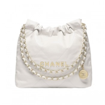샤넬 22 스몰 샤이니 카프스킨 체인 핸드백 화이트 AS3260