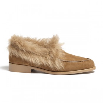 샤넬 CC 로고 스웨이드 키드스킨 시어링 로퍼