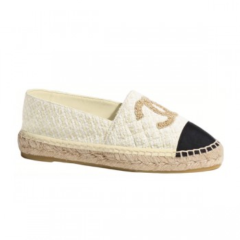 샤넬 코튼 트위드 에스파드류 로고 라이트옐로우