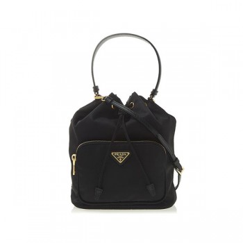 프라다 리나일론 드로우스트링 버킷백 블랙 1BH038