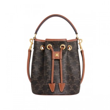 셀린느 틴 클라라 트리옹프 캔버스 카프스킨 숄더백 탄 121672CAS-04LU