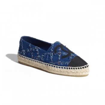 샤넬 클라인 블루 트위드 에스파드리유 슬립온