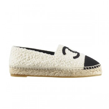 샤넬 트위드 패브릭 에스파드리유 슬립온 아이보리 블랙