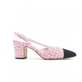 샤넬 트위드 슬링백 스트랩 플랫 샌들