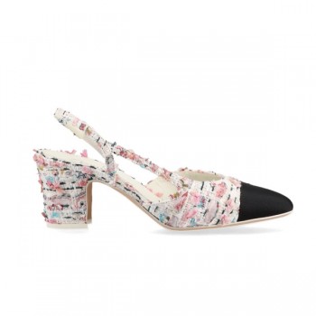 샤넬 투톤 트위드 슬링백 펌프스