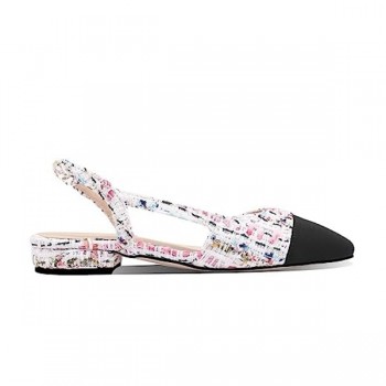 샤넬 투톤 트위드 슬링백 펌프스