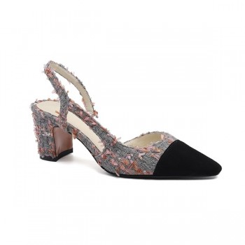 샤넬 트위드 새틴 페이턴트 투톤 슬링백 플랫 블랙 베이지