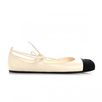 샤넬 램스킨 그로그랭 메리제인 플랫 아이보리 블랙