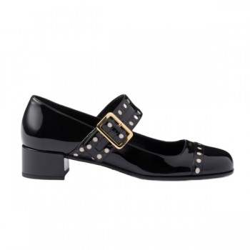 프라다 페이턴트 레더 메리제인 펌프스 블랙