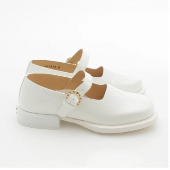 샤넬 페이턴트 레더 메리제인 로퍼 화이트