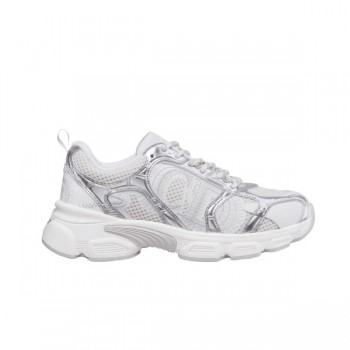 디올 크로노 메쉬 라미네이티드 레더 스니커즈 화이트 실버