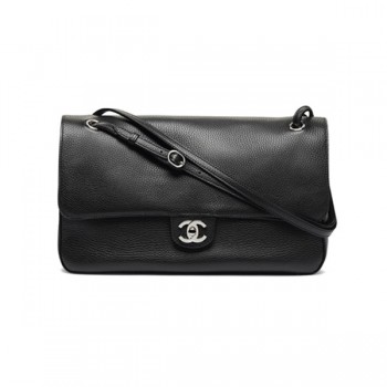 예약접수/샤넬 맥시 플랩 백 그레인드 카프스킨 & 실버 메탈 블랙 스몰 AS6231