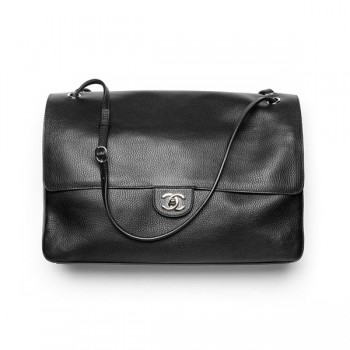 예약접수/샤넬 맥시 플랩 백 그레인드 카프스킨 & 실버 메탈 블랙 라지 AS6231